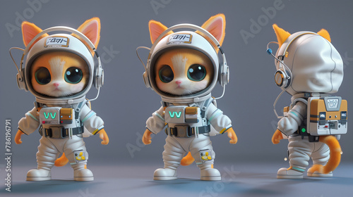 High-Tech Feline  Detailed Character Design of Kitten with  W  Belt