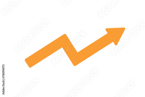 A bright orange arrow pointing upward on a white background.