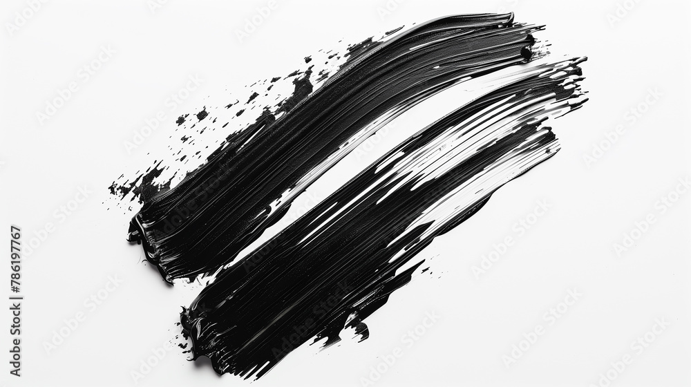 Black and white makeup brush strokes on white background. Black and white makeup brush strokes on white background.