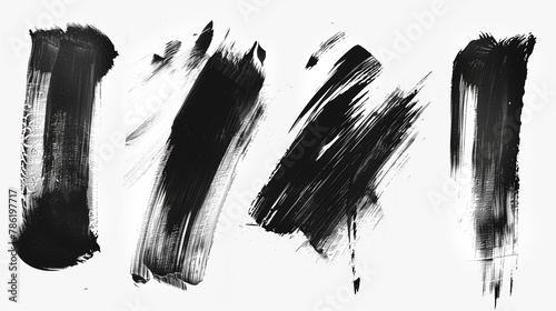 Black and white makeup brush strokes on white background.