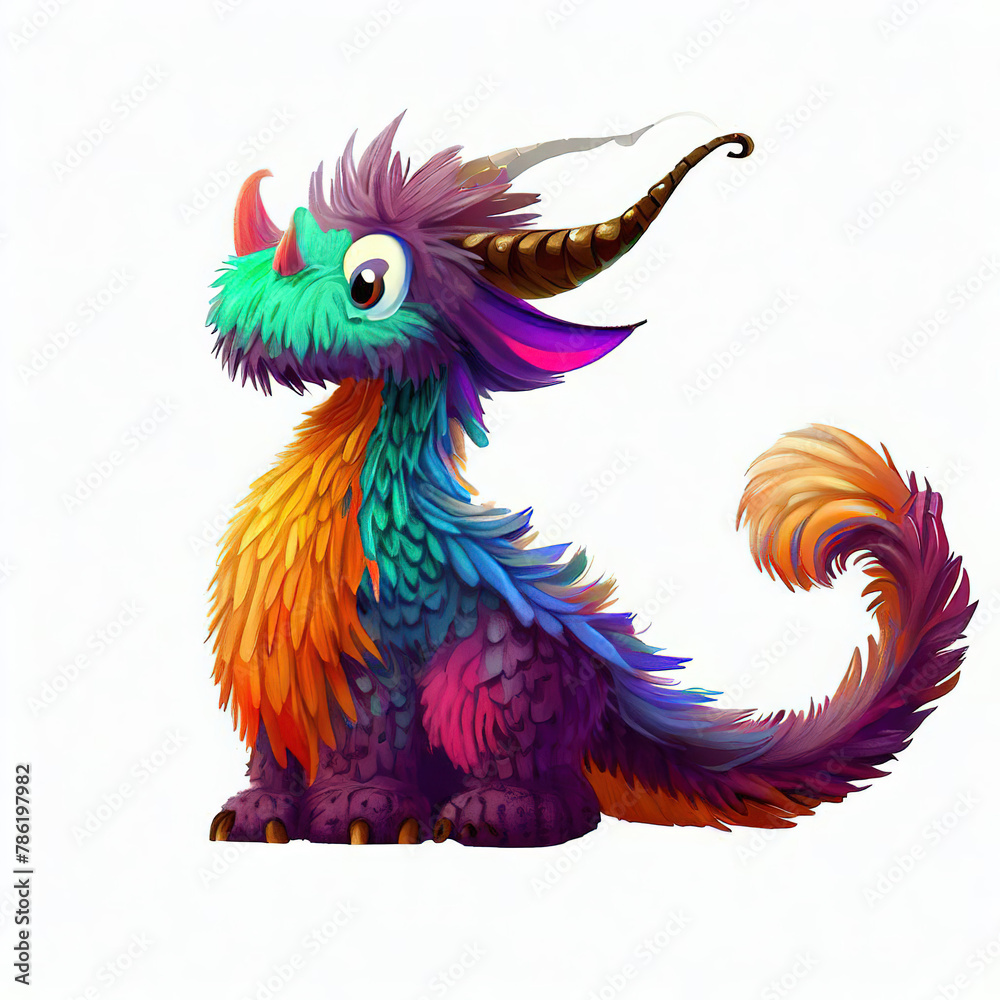 Obraz premium 3D furry forest animal with beautiful colors and white background. with Generative AI technology