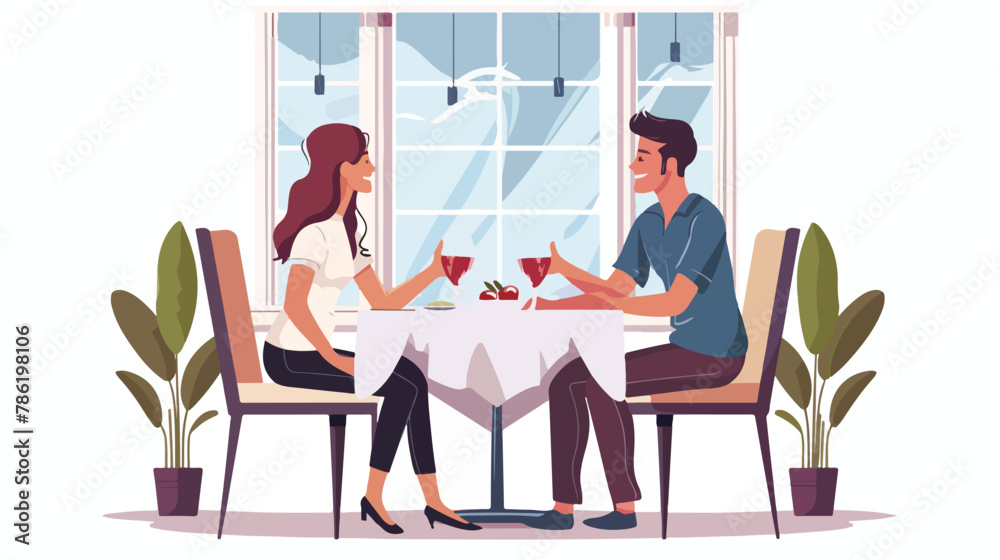 Romantic dinner for two. Man and woman sitting 