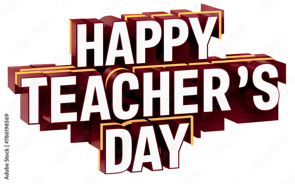 Happy Teacher's Day typography design kids letter style, pastel color on transparent background 