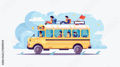 School bus with driver and kids riding