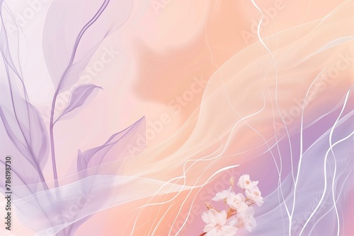 Soothing Lavender and Peach Tones with Graceful Floral and Abstract Design