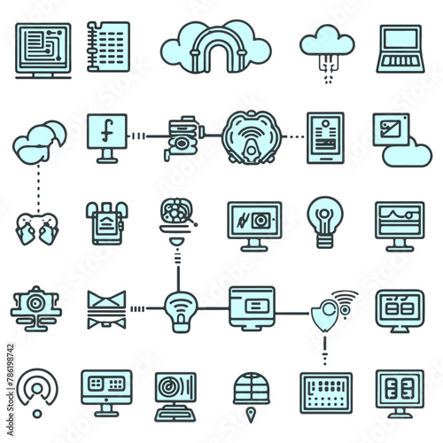 Technology Related Vector Line Icons illustration design, a collection of Artificial intelligence
