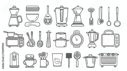 Set of kitchen utensils and appliances. Equipment