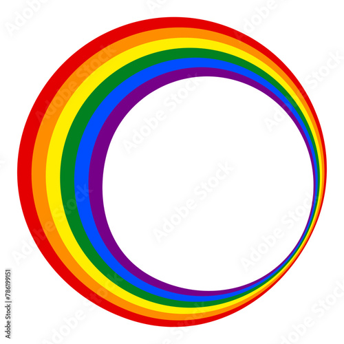 Rainbow circle isolate on transparent background. Photo frame in the colors of the Pride flag. Pride month element. Vector illustration