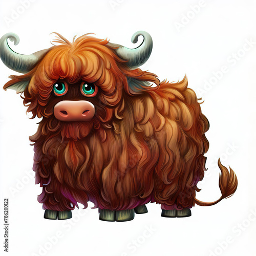 3D furry forest animal with beautiful colors and white background. with Generative AI technology