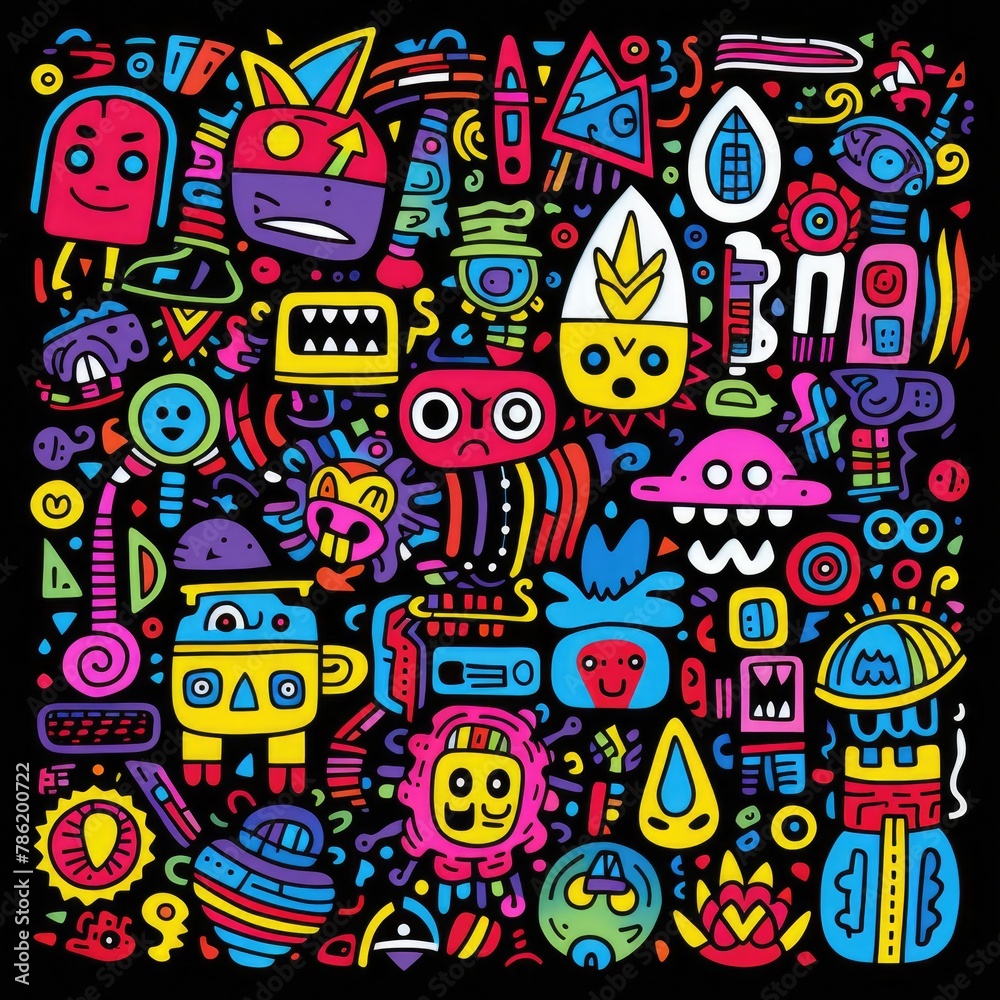 Fototapeta premium Vibrant multicolored graffiti style wallpaper