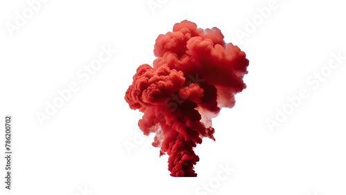 Red smoke isolated on white background. Realistic red smoke 