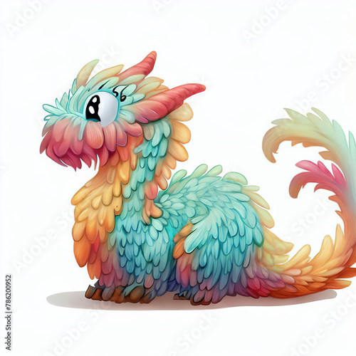 3D furry forest animal with beautiful colors and white background. with Generative AI technology