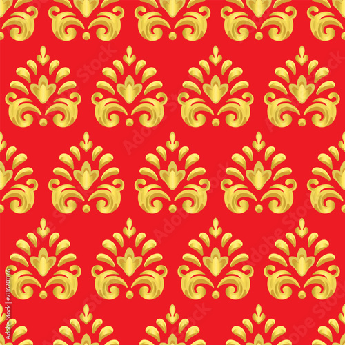 Abstract seamless pattern with decorative ornamental flower in Baroque, Rococo, victorian, renaissance style.