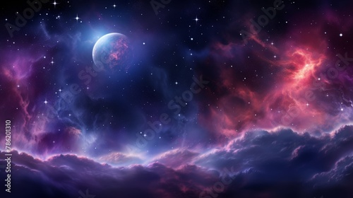 Vibrant space galaxy nebula in cosmic night sky, astronomy exploration, supernova universe