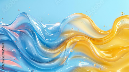 Blue Sunset and Yellow abstract background.3D rendering