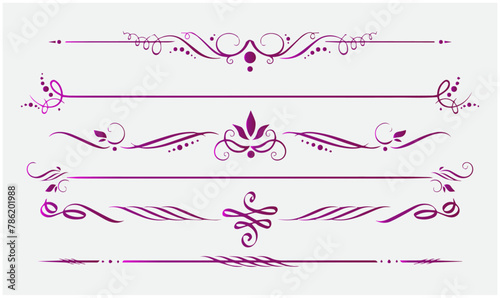 Floral border illustration, Pattern, flower dividing abstract Lines, flower PNG