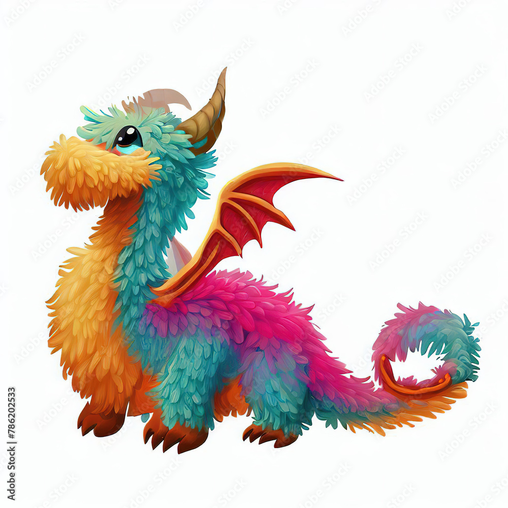 Obraz premium 3D furry forest animal with beautiful colors and white background. with Generative AI technology