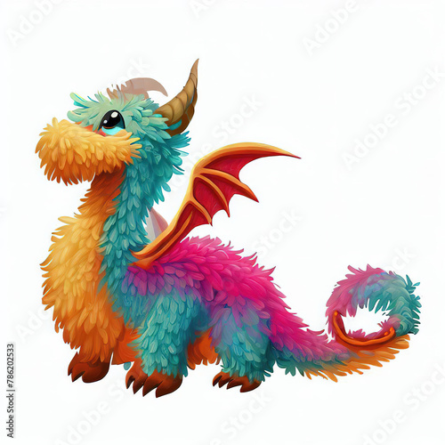 3D furry forest animal with beautiful colors and white background. with Generative AI technology