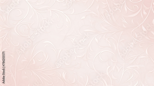 light pink soft pastel, delicate background with vintage floral wallpaper ornament on the wall copy space blank