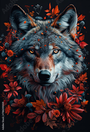 wolf in the flowers  © Clemency