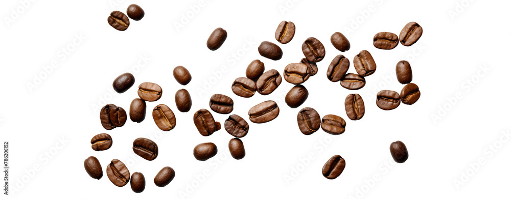 Obraz premium Coffee beans floating in the air isolated on transparent background