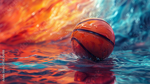 A basketball is floating in a pool of water © tope007