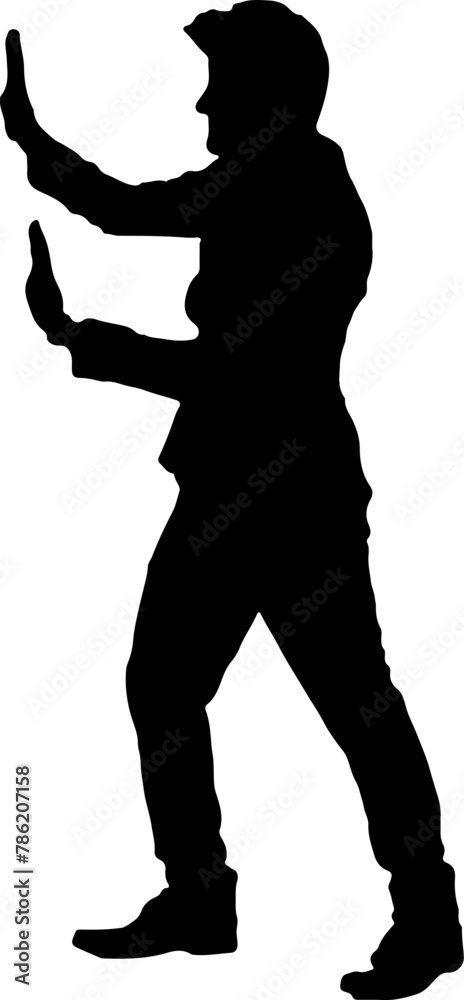 Silhouette of a person, child, and man dancing in black vector illustration.
