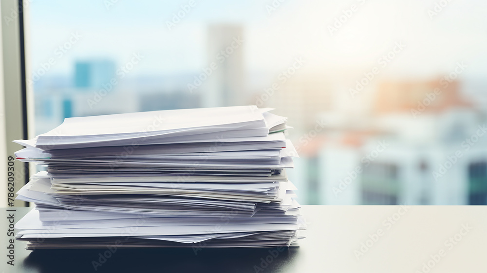 a stack of accounting documents on the desk in the office background copy space document flow a stack of accounting documents on the desk in the office background copy space document flow
