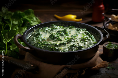Creamed Spinach, Spinach cooked in a creamy, savory sauce
