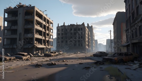 Destroyed building in war zone
