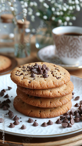 Cookies with chocolate chips Chocolate chip cookies with pieces of chocolate 