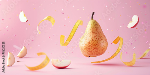 pear and measuring tape photo