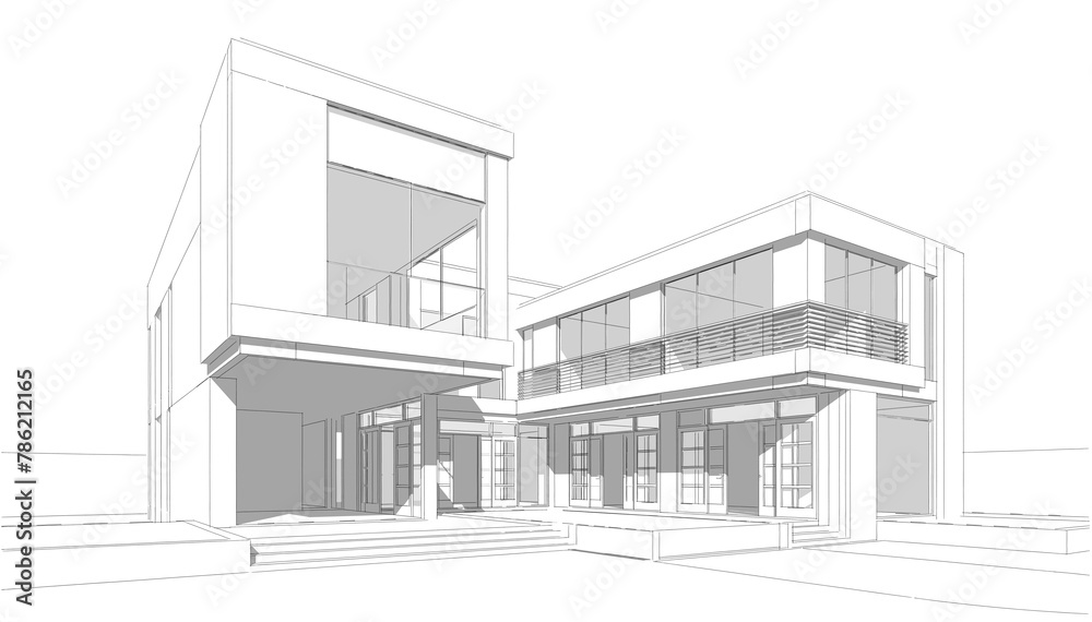 house building sketch architecture 3d illustration house building sketch architecture 3d illustration