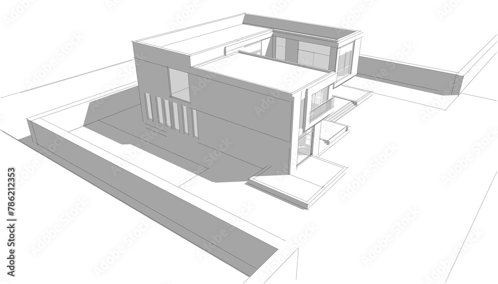 house building sketch architecture 3d illustration house building sketch architecture 3d illustration
