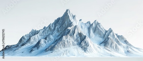 A snowy mountain isolated on plain white backdrop with a big space for text or product or to convert in transparent background, Generative AI. © Noobs
