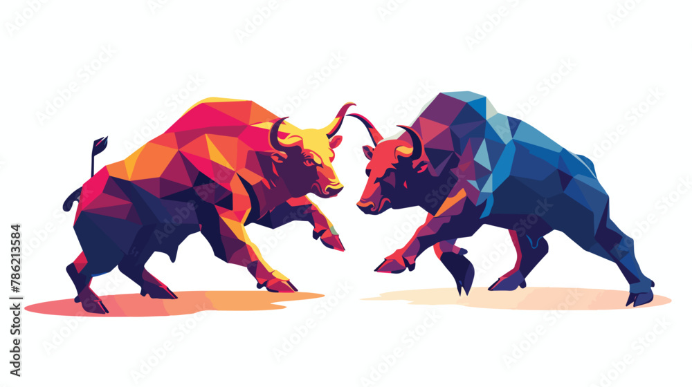 Stock market bulls and bears battle metaphor - obrazy, fototapety, plakaty 