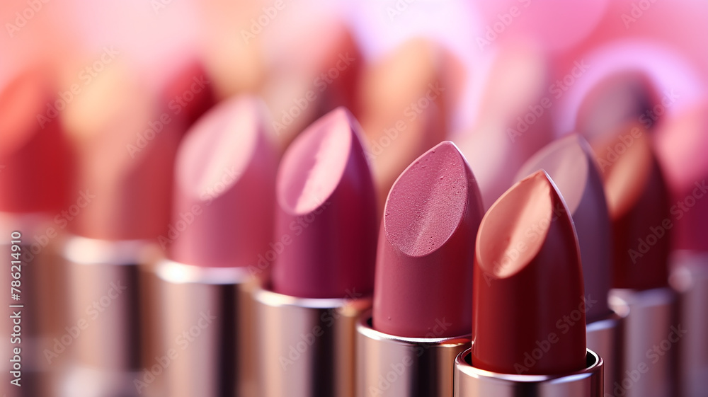 set lipstick background, delicate pastel shades, cosmetics, perfumes, makeup