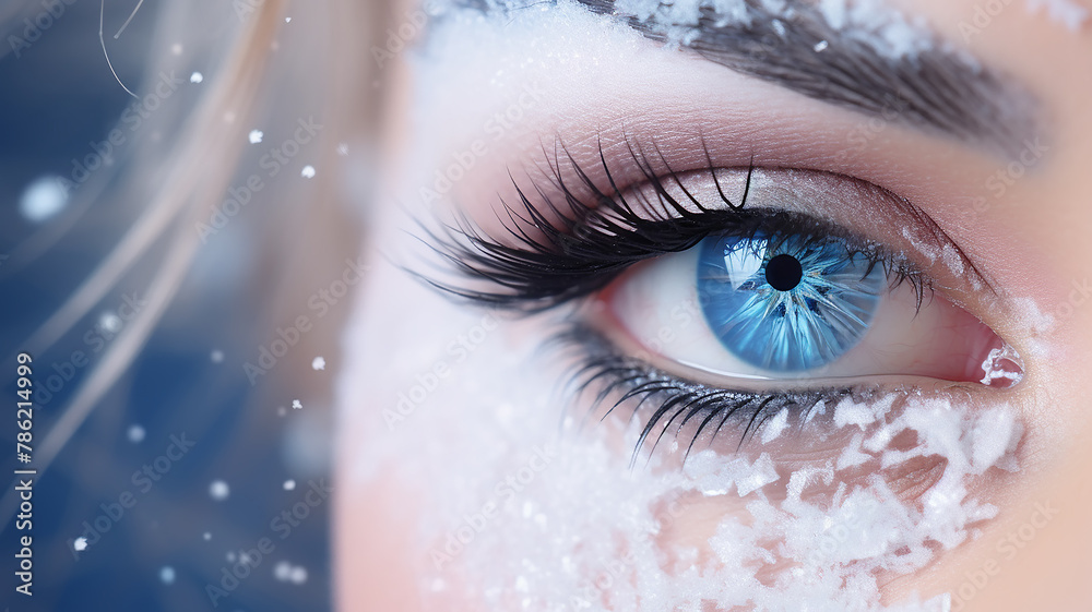 macro eye, winter vision, frost on eyelashes winter makeup macro eye, winter vision, frost on eyelashes winter makeup