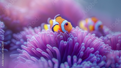Neon Clownfish: Vibrant Marine Life Amongst Coral Reef Ecosystem