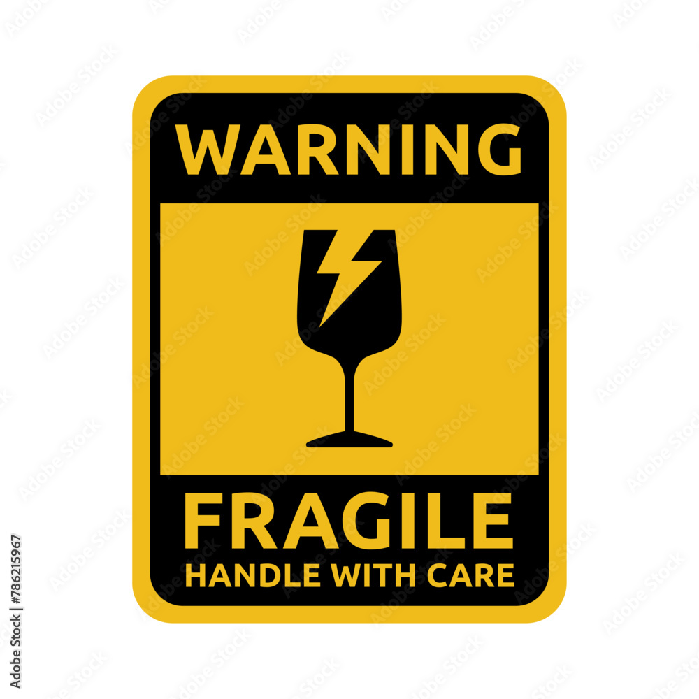 sticker fragile handle with care, red fragile warning label vector