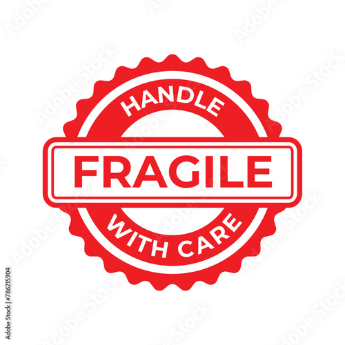 sticker fragile handle with care, red fragile warning label vector