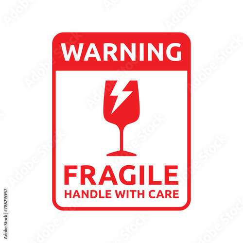sticker fragile handle with care, red fragile warning label vector
