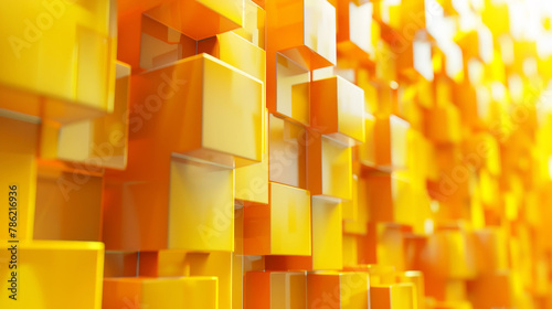 Abstract yellow and orange 3D blocks background for creative design