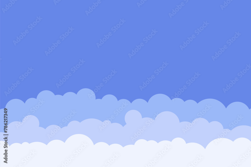 Blue sky and clouds vector cartoon background