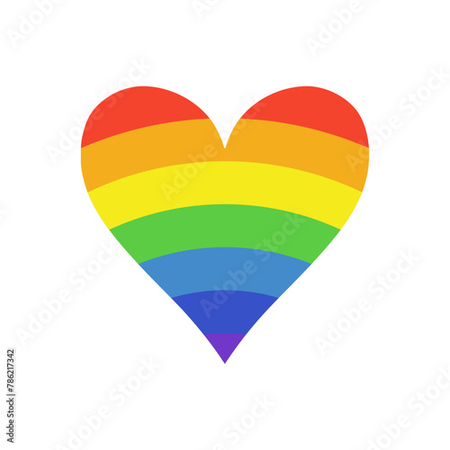 Rainbow heart shape isolated vector symbol