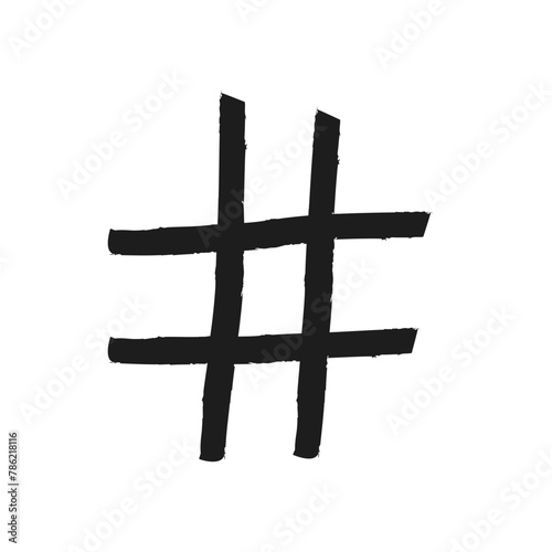 Hashtag sign - hand painted vector symbol