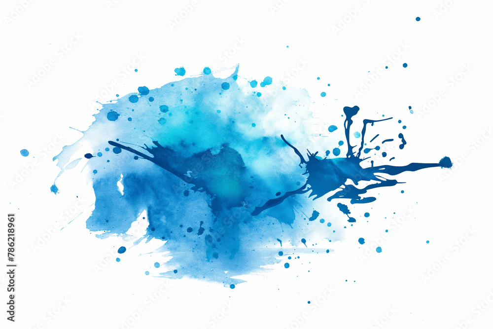 blue watercolor background, Abstract blue watercolor splash on a white background 