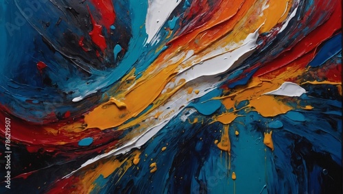 Colorful Abstract oil painting on board image.