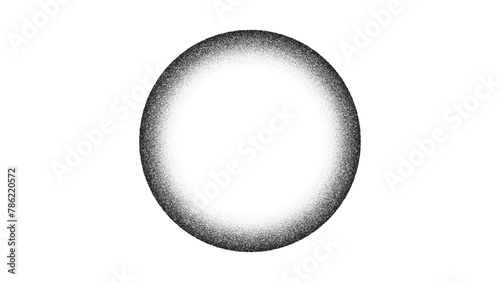 Noise circle frame. Gradient round dotted border. Grain ring geometric texture. Isolated halftone vector pattern round shape.
