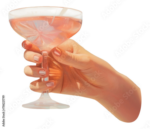 PNG Painting cocktail holding glass